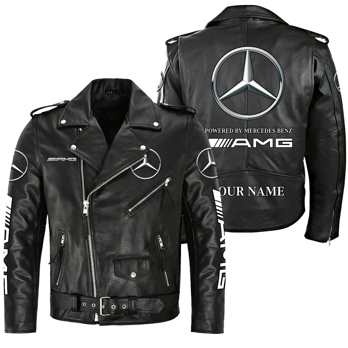 Personalized Merc AMG Zipper Vintage Leather Jacket Q260109