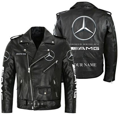Personalized Merc AMG Zipper Vintage Leather Jacket Q260109