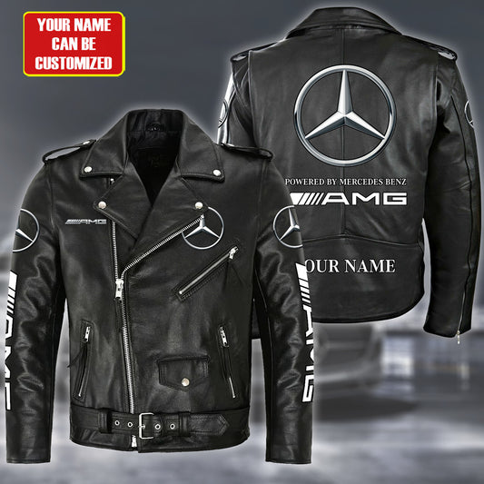 Personalized Merc AMG Zipper Vintage Leather Jacket Q260109