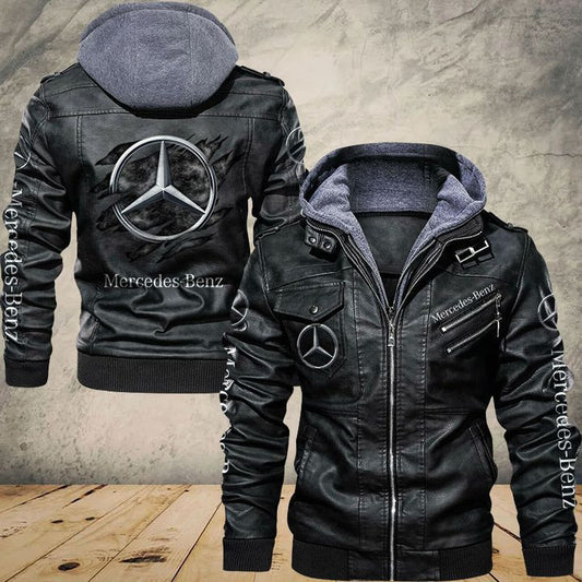 Merc Q2 Leather Jacket With Hood Black