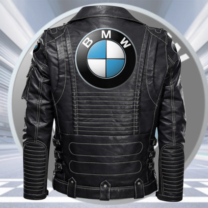 BW Belt Solid Zipper Street Leather Jacket S230904