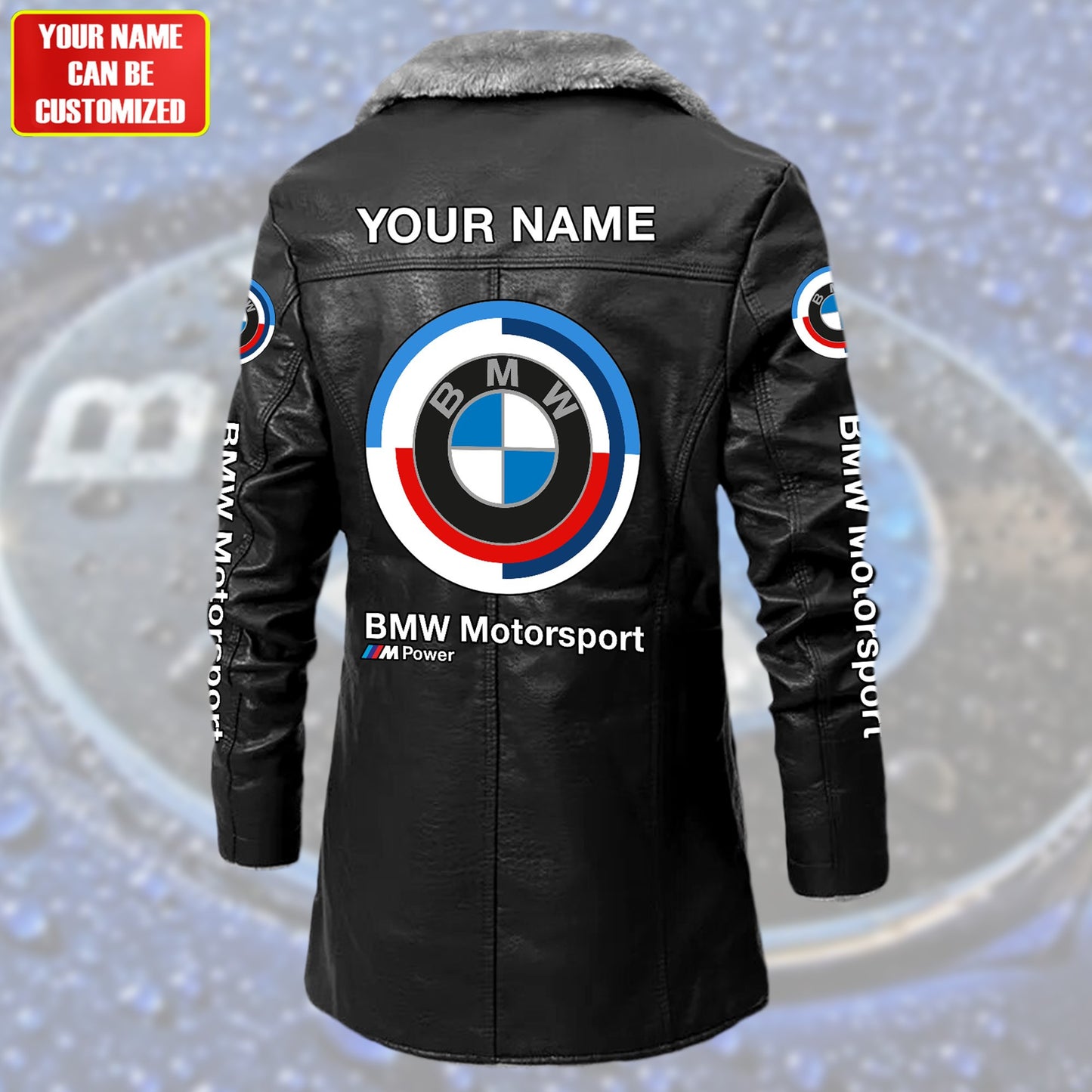 Personalized BW Motorsport Leather Fleece Winter Coat S051203