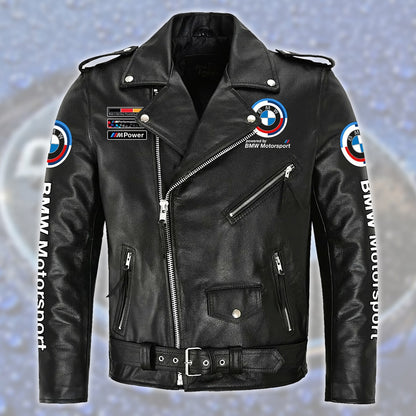 BW Motorsport Zipper Vintage Leather Jacket S230102
