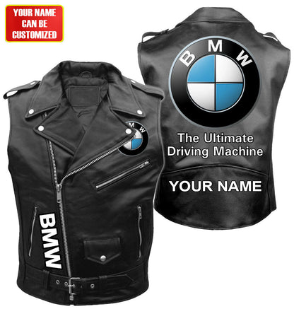 BW Belt Zipper Sleeveless Leather Vest Jacket S231011