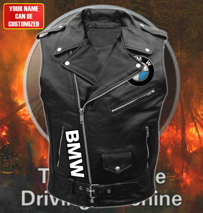 BW Belt Zipper Sleeveless Leather Vest Jacket S231011