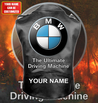 BW Belt Zipper Sleeveless Leather Vest Jacket S231011