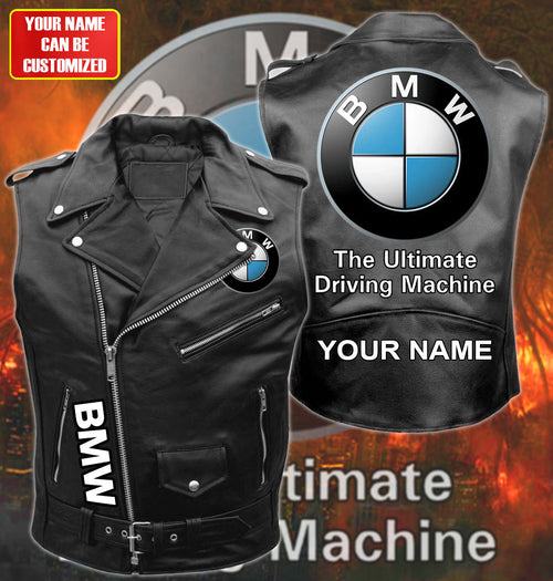 BW Belt Zipper Sleeveless Leather Vest Jacket S231011