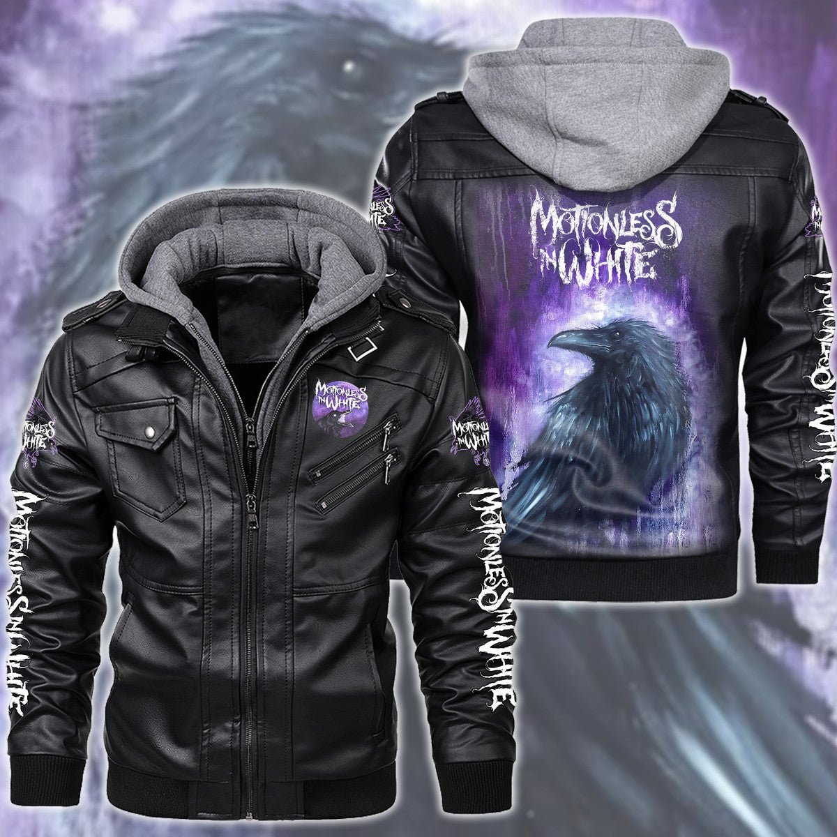 MIW Cobwebs Leather Jacket with Hood Black S261210