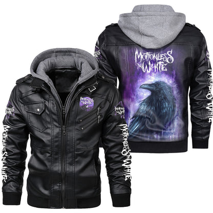 MIW Cobwebs Leather Jacket with Hood Black S261210