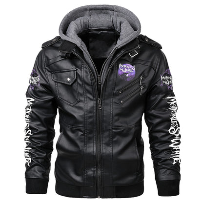 MIW Cobwebs Leather Jacket with Hood Black S261210