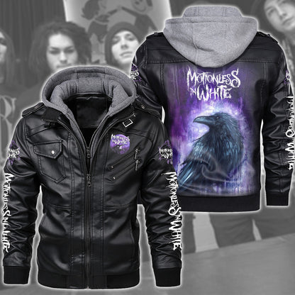 MIW Cobwebs Leather Jacket with Hood Black S261210