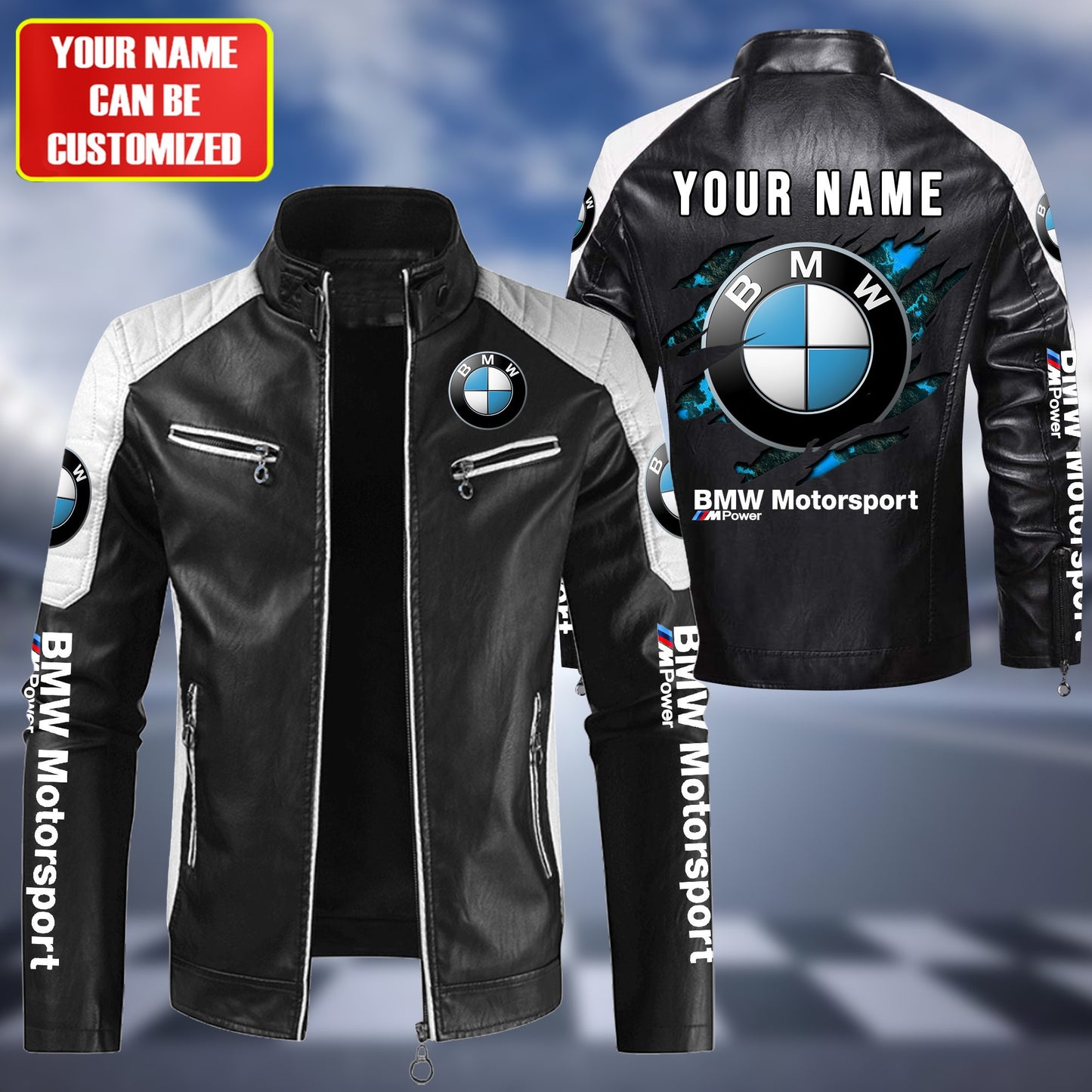 Personaziled BW New Leather Biker Jacket P200202