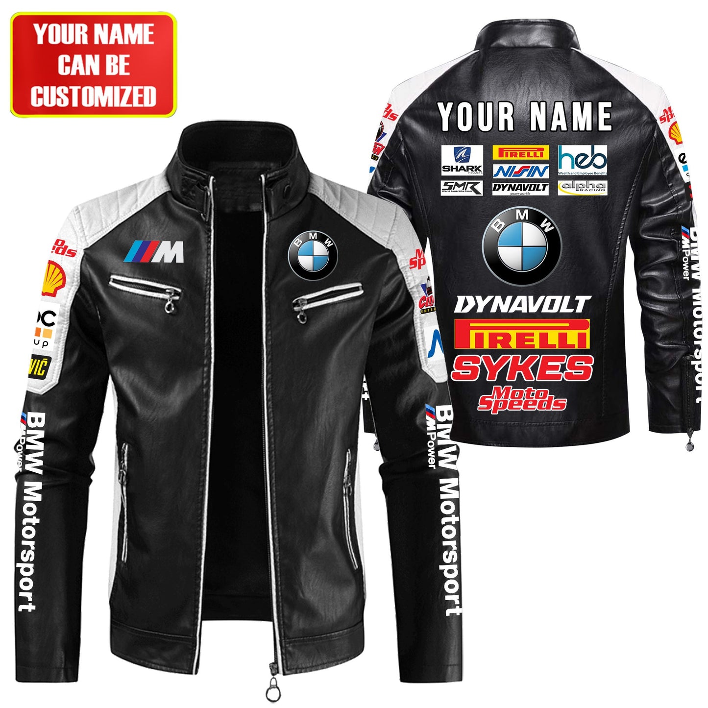 Personaziled BW New Leather Biker Jacket P200201