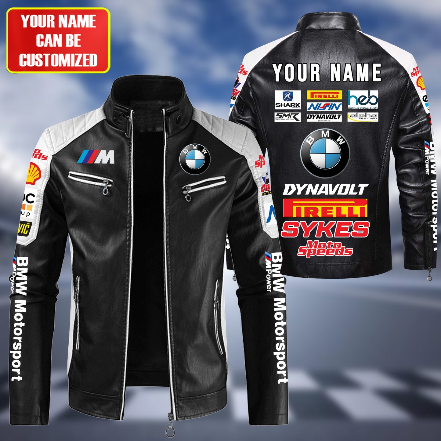 Personaziled BW New Leather Biker Jacket P200201