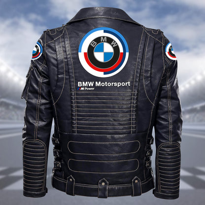 BW Belt Solid Zipper Street Leather Jacket P220803