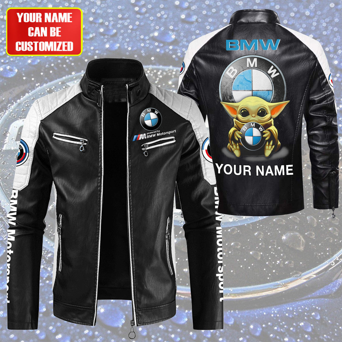 Personalized BW x Yd Leather Biker Jacket White Q150905