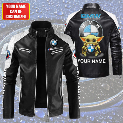 Personalized BW x Yd Leather Biker Jacket White Q150905