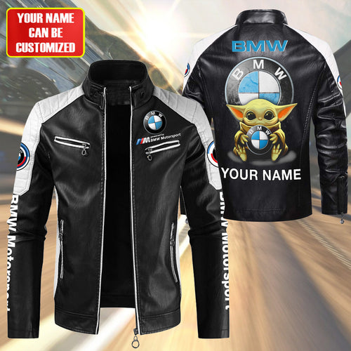 Personalized BW x Yd Leather Biker Jacket White Q150905