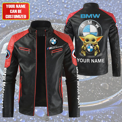 Personalized BW x Yd Leather Biker Jacket Red Q150905
