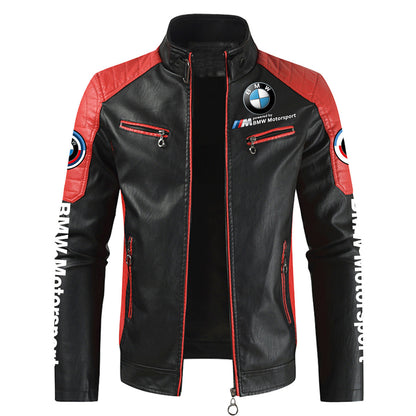 Personalized BW x Yd Leather Biker Jacket Red Q150905