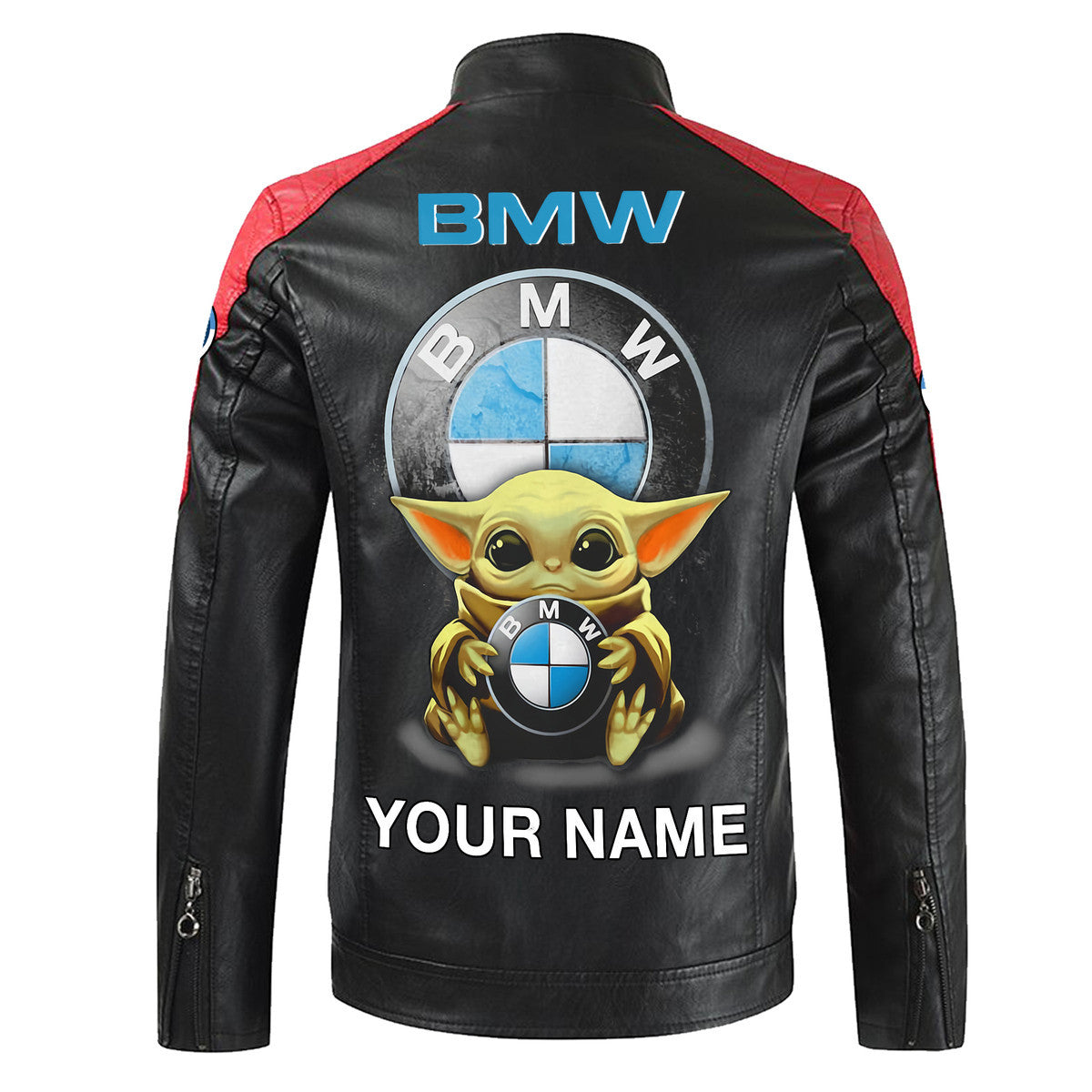 Personalized BW x Yd Leather Biker Jacket Red Q150905
