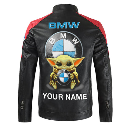 Personalized BW x Yd Leather Biker Jacket Red Q150905