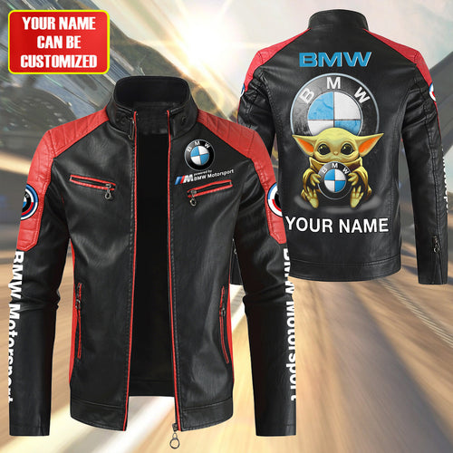 Personalized BW x Yd Leather Biker Jacket Red Q150905
