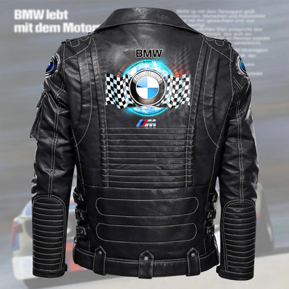 Bw Q2 Belt Solid Zipper Street Leather Jacket Q210907