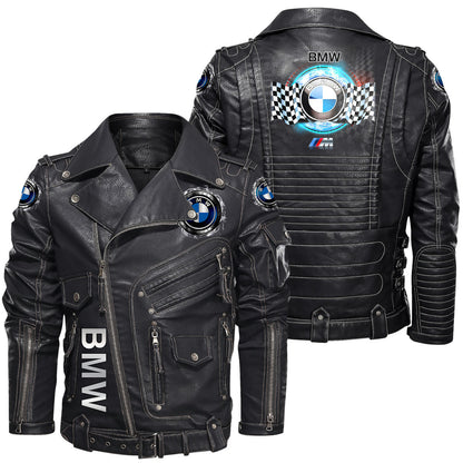 Bw Q2 Belt Solid Zipper Street Leather Jacket Q210907