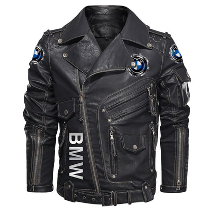 Bw Q2 Belt Solid Zipper Street Leather Jacket Q210907