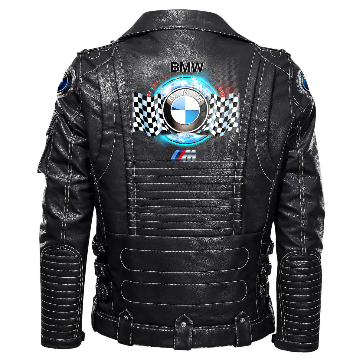 Bw Q2 Belt Solid Zipper Street Leather Jacket Q210907