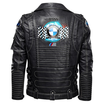 Bw Q2 Belt Solid Zipper Street Leather Jacket Q210907