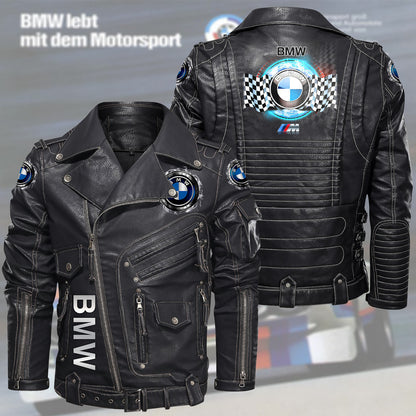 Bw Q2 Belt Solid Zipper Street Leather Jacket Q210907