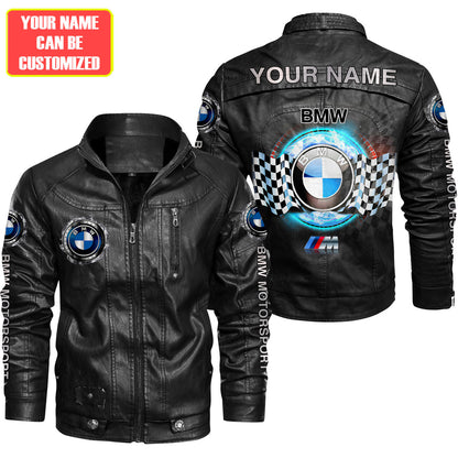 Personalized BW Race Vintage Leather Jacket Q210907
