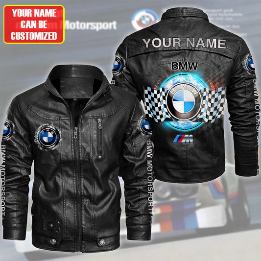 Personalized BW Race Vintage Leather Jacket Q210907