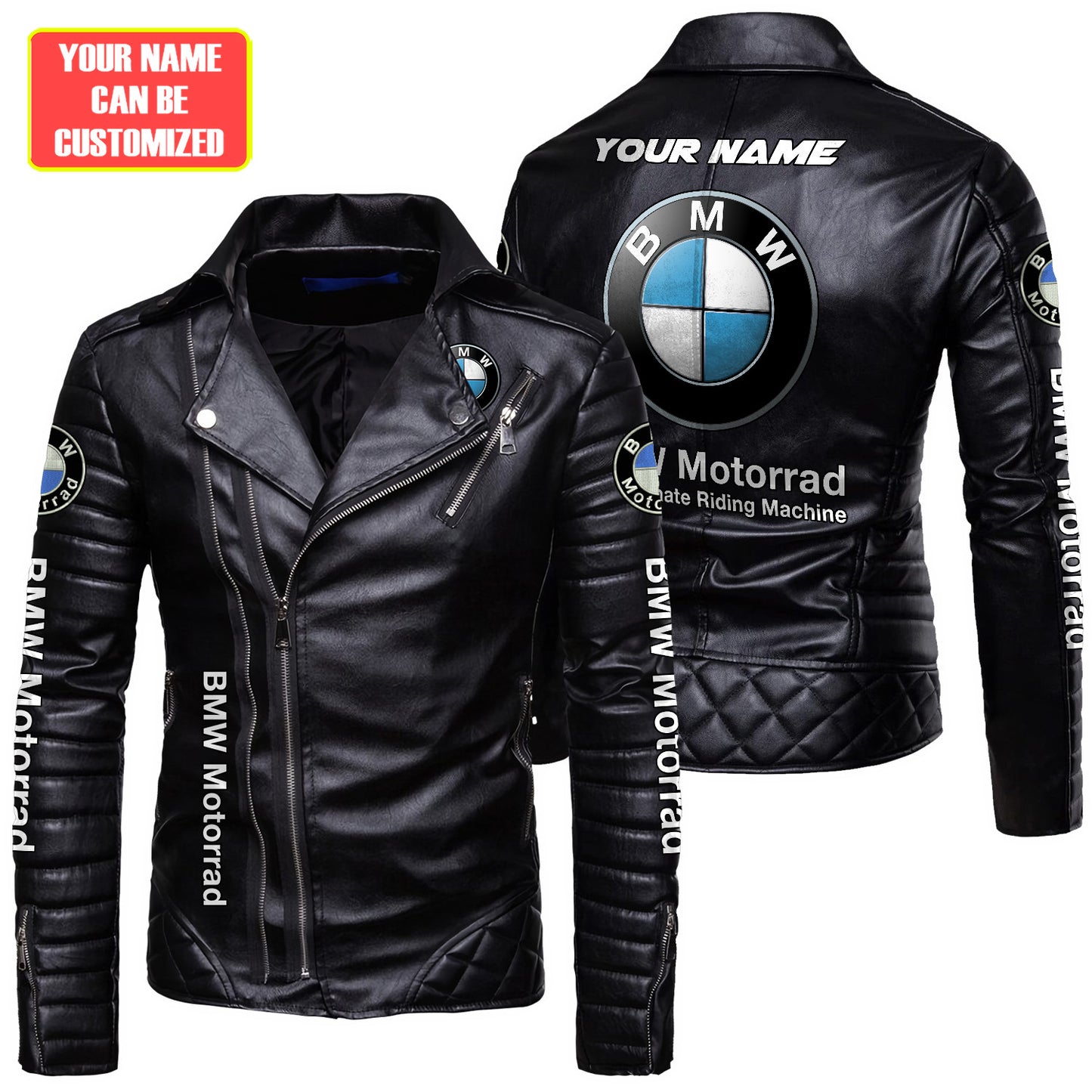 Personaziled BW Zipper Vintage Leather Jacket P121004