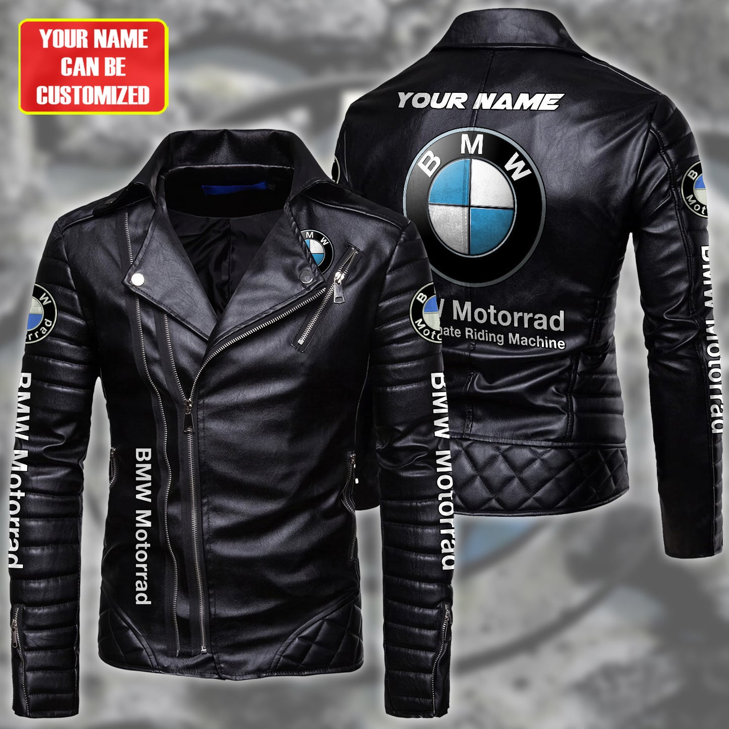 Personaziled BW Zipper Vintage Leather Jacket P121004