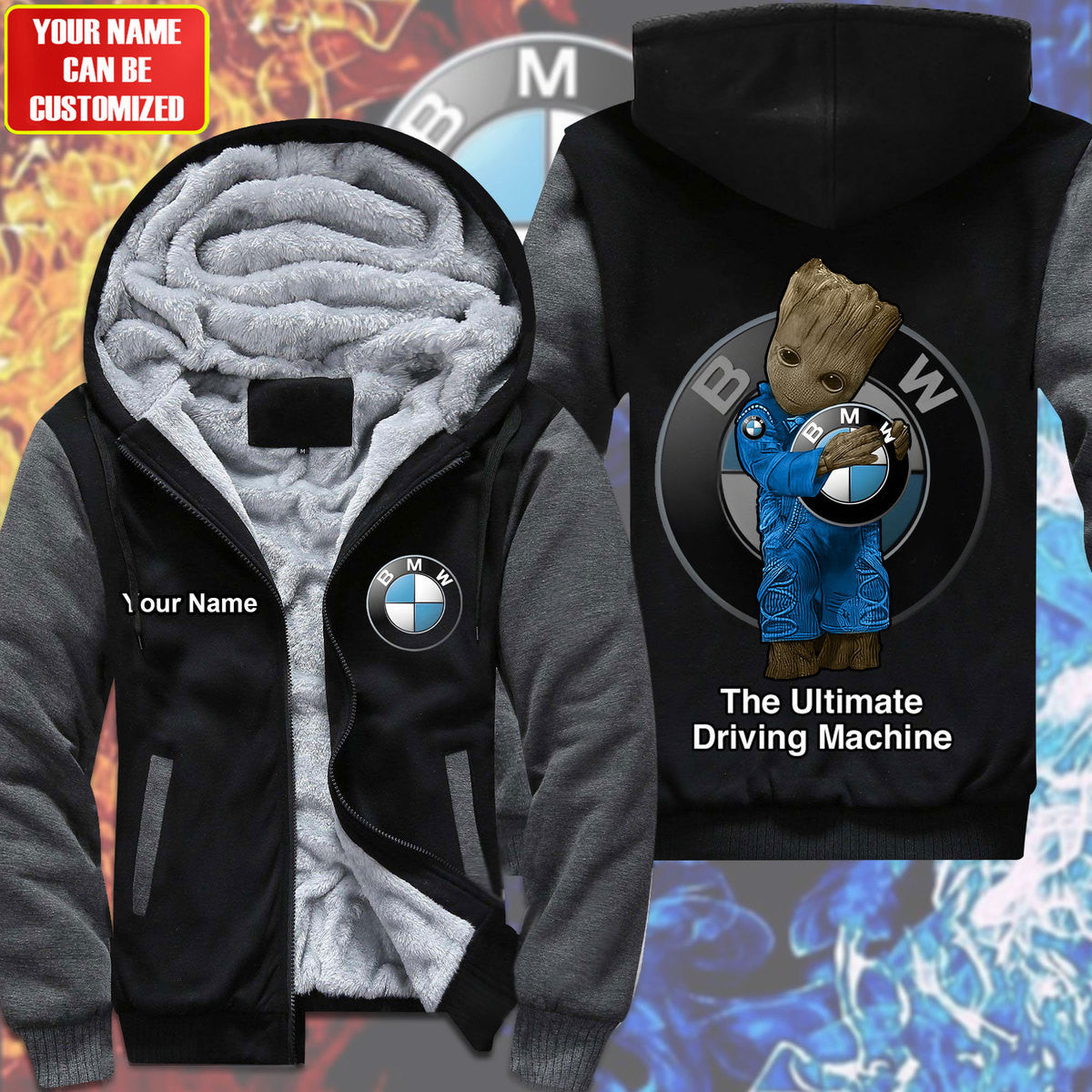 Personalized BW GR Fleece All Over Printed Unisex Shirt P241004