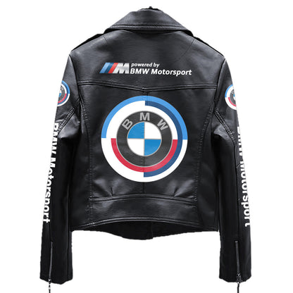 Personalized BW Faux Women's Leather Biker Jacket P071104