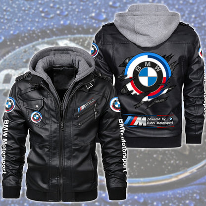 Bw Q2 Leather Jacket With Hood Black Q260102