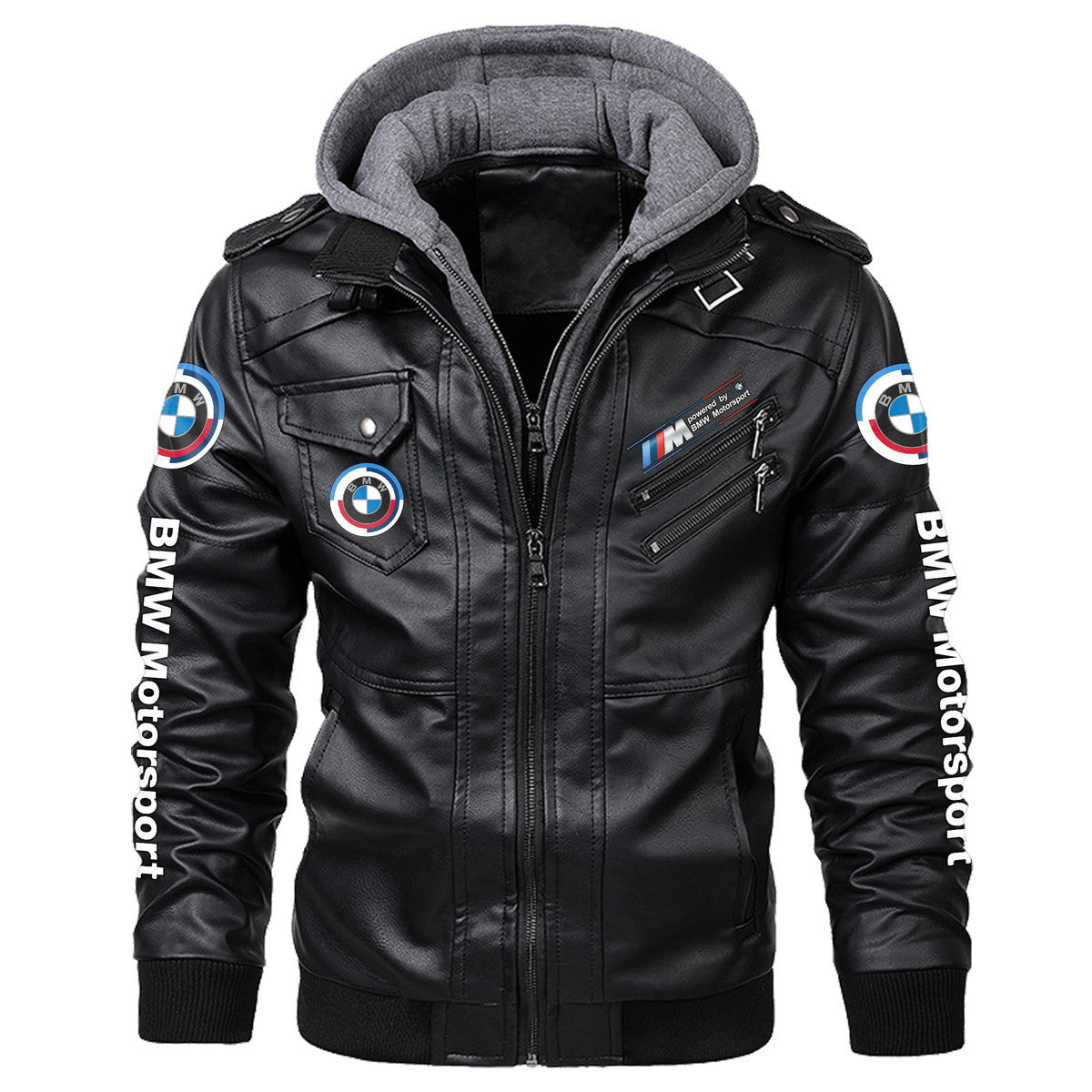 Bw Q2 Leather Jacket With Hood Black Q260102