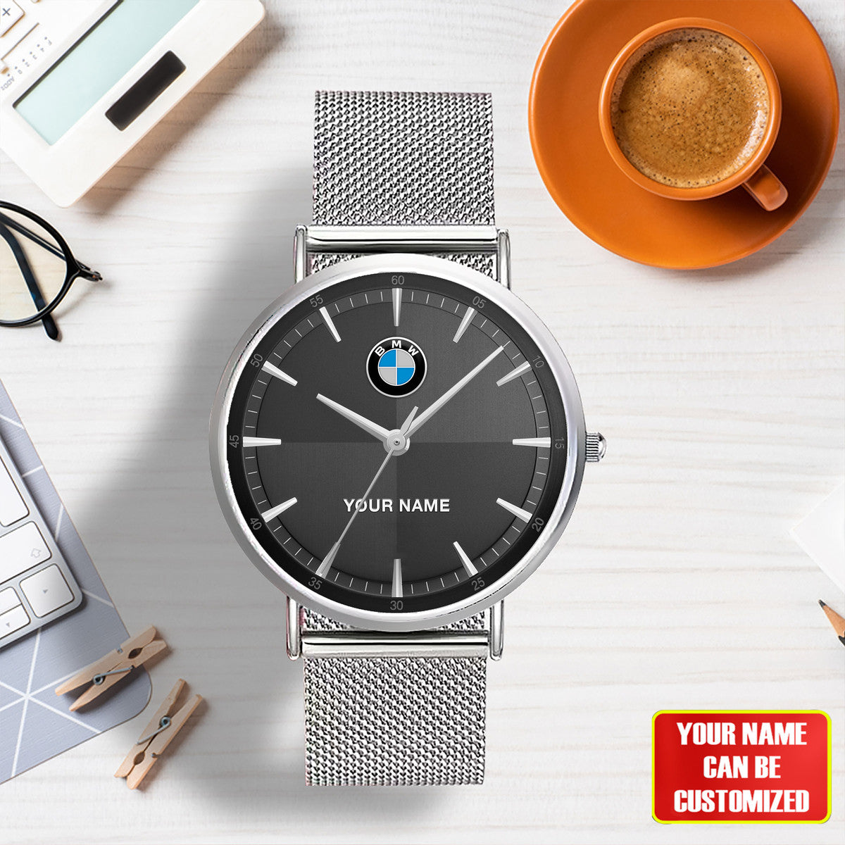 Personalized BW Stainless Steel Watch Men Women P060301