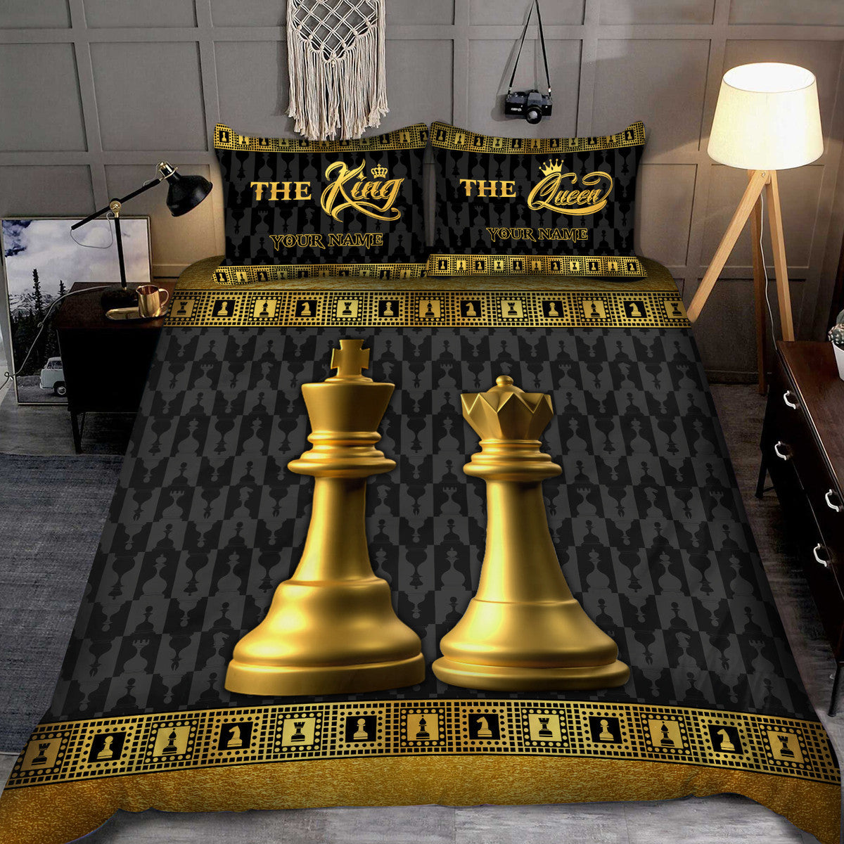 Personalized King Queen Chess Couple All Over Printed Bedding Set Q060207