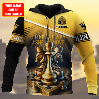 Personalized Name Queen Chess Move All Over Printed Unisex Shirt Q230214
