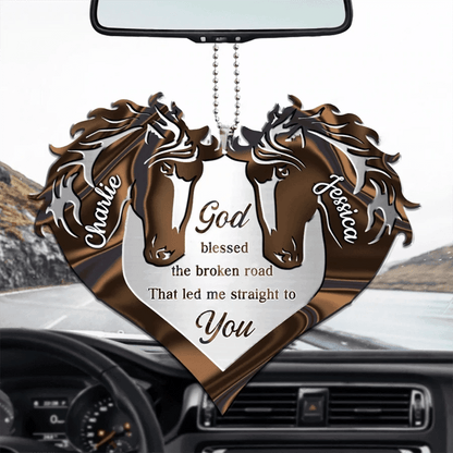Couple Horse Heart God Blessed Personalized Car Ornament