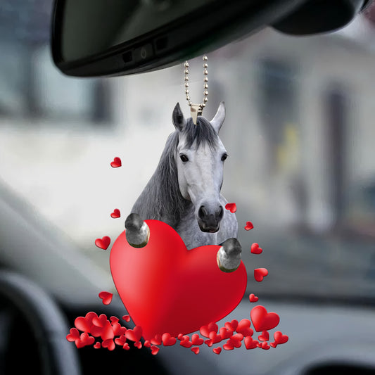 Gray Horse Heart Car Ornament