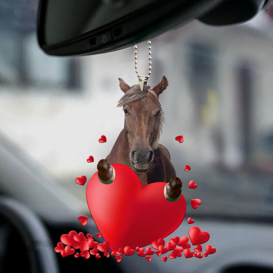 Brown Horse Heart Car Ornament