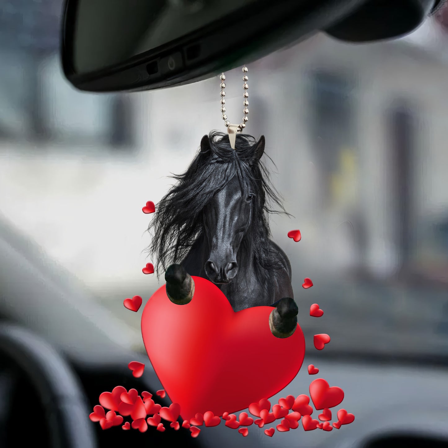 Black Horse Heart Car Ornament