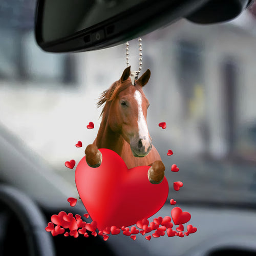 Chesnut Horse Heart Car Ornament