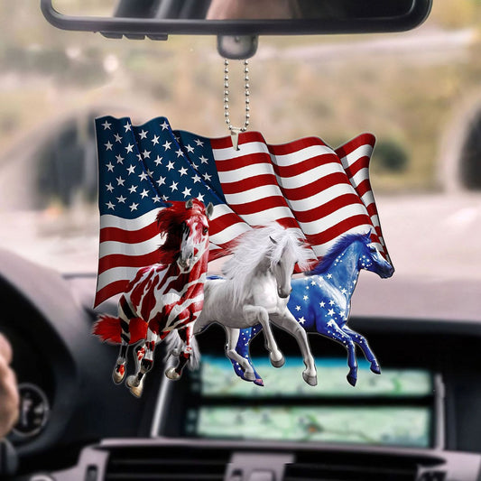 Horse American Flag Hanging Ornament